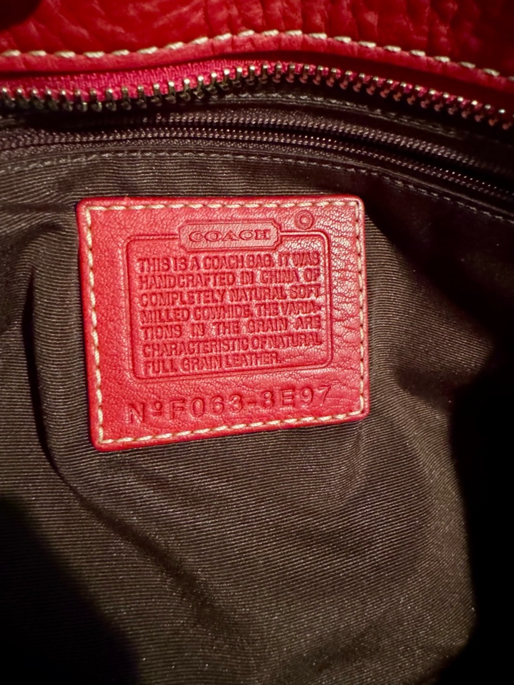 Vintage COACH Chelsea hobo shoulder bag - pebbled leather - red - Picture 5 of 6